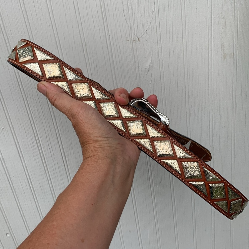 NOCONA belt 36 concho basket weave unisex